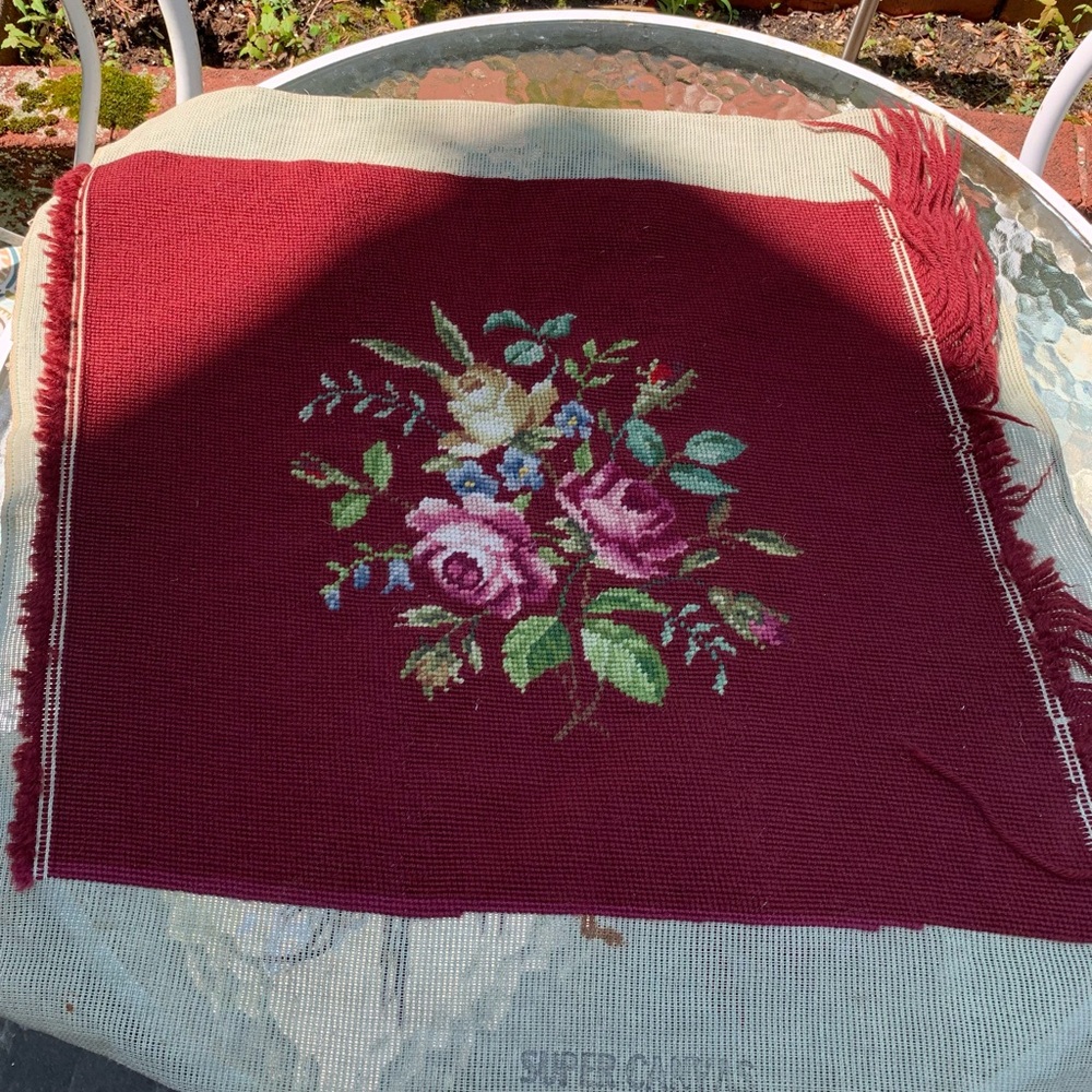 Vintage Floral Needlepoint Tapestry